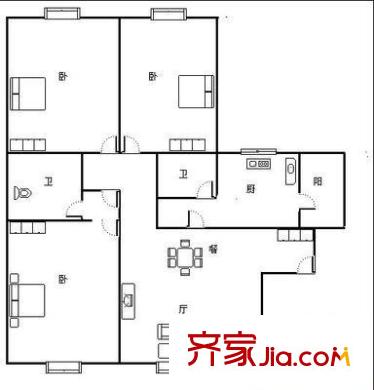 金碧苑 3室 戶型圖