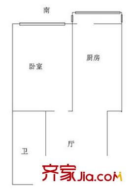 湖濱小區(qū)戶型圖9 1室1廳1衛(wèi)1廚