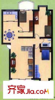華建花園戶型圖3室2廳1衛(wèi)1廚