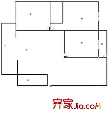 桃源路單位房 3室 戶型圖