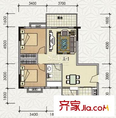 鑫欣文雅苑戶型圖兩房 2室2廳1衛(wèi)1廚