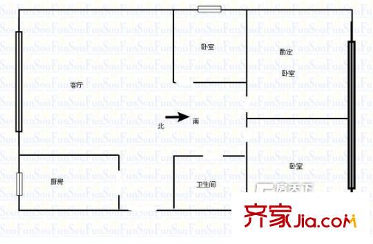 軍安新村戶型圖404895277200 3室1廳1衛(wèi)1廚