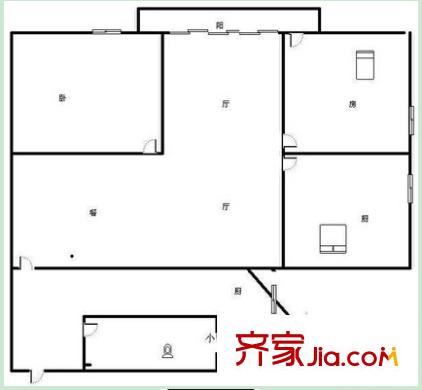 廣西華藍設計院宿舍戶型圖2 3室2廳1衛(wèi)1廚