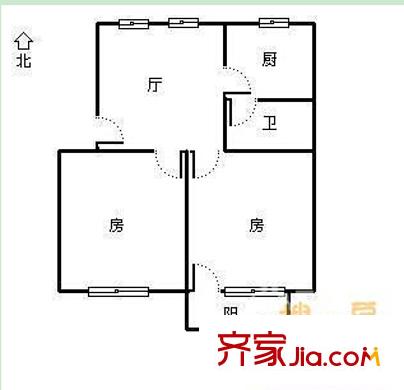 廣西華藍(lán)設(shè)計(jì)院宿舍戶型圖3 2室1廳1衛(wèi)1廚