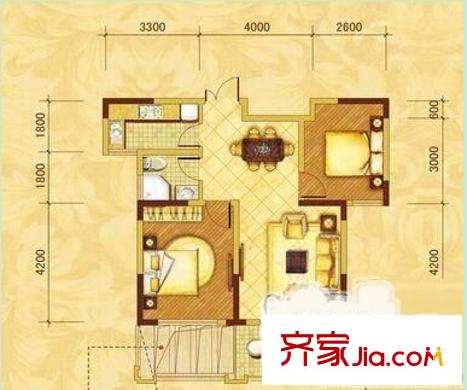 港豐大廈戶(hù)型圖2 2室2廳1衛(wèi)1廚
