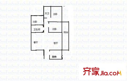 竹苑小區(qū) 3室 戶(hù)型圖