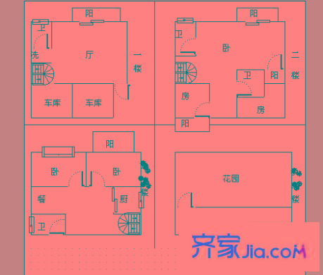 荷花園小區(qū) 5室 戶型圖