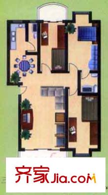 華建花園戶型圖3室2廳1衛(wèi)1廚