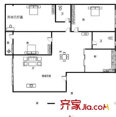 明秀西園小區(qū) 3室 戶(hù)型圖