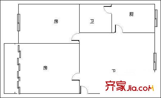 建政二輕大院 2室 戶型圖