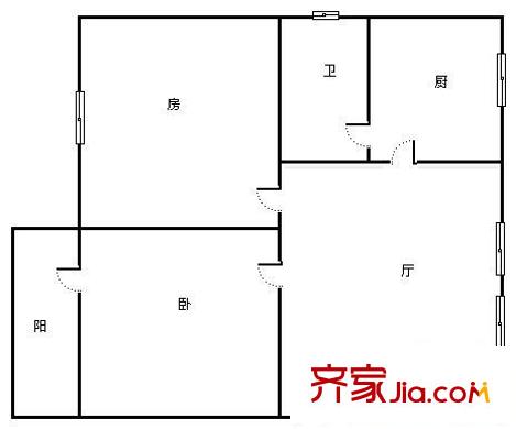 建政二輕大院 2室 戶型圖