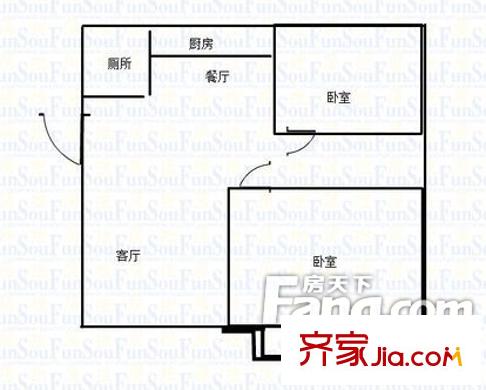 龍居苑戶型圖8 2室2廳1衛(wèi)1廚