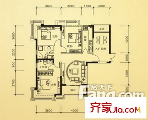 平安家園戶型圖3房2廳   1_調(diào)整大小 3室2廳2衛(wèi)1廚