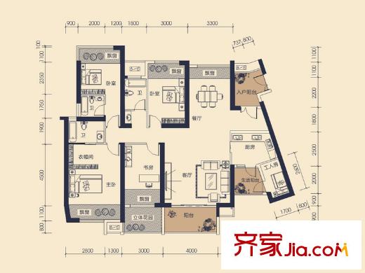 龍光水悅龍灣戶型圖10#一單元05戶型/二單元01戶型 5室2廳3衛(wèi)1廚