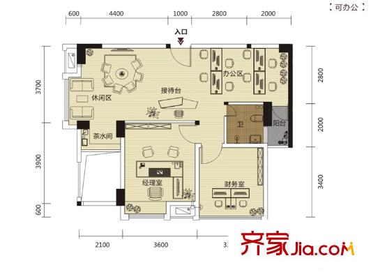 豐澤SOHOE戶型辦公 2室2廳1衛(wèi)