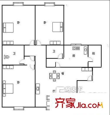 金碧苑戶型圖403408200100 3室2廳2衛(wèi)1廚