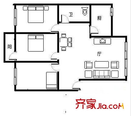 衡陽路28號小區(qū) 3室 戶型圖