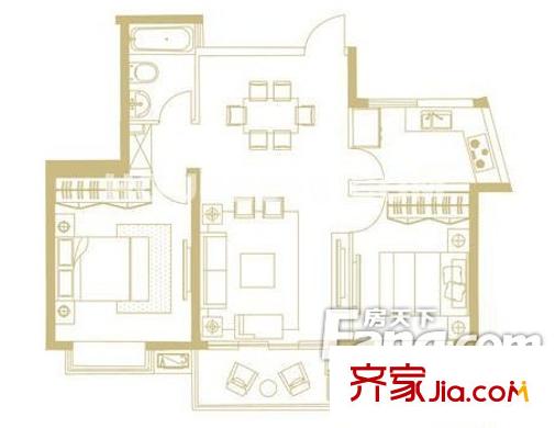 湖濱小區(qū)戶型圖7 2室2廳1衛(wèi)1廚