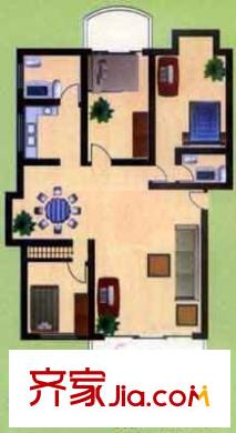 華建花園戶型圖3室2廳1衛(wèi)1廚