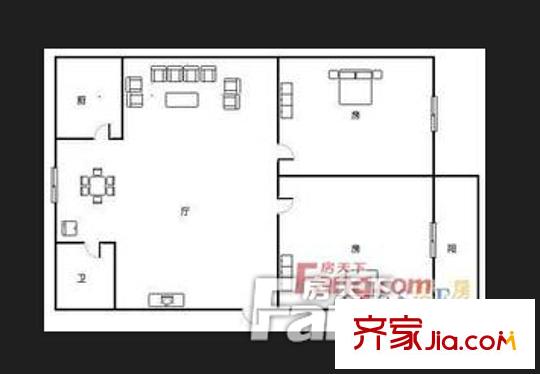 南寧玻璃廠第一生活區(qū)戶型圖1 2室2廳1衛(wèi)1廚