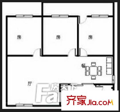 南寧玻璃廠第一生活區(qū)戶型圖2 3室2廳1衛(wèi)1廚