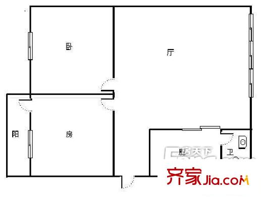 建政電影機械廠宿舍戶型圖戶型 2室1廳1衛(wèi)1廚