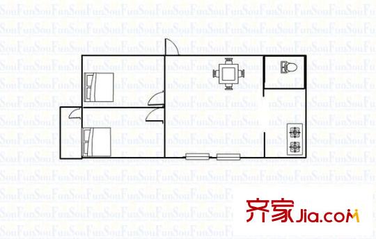 新新小區(qū) 2室 戶型圖