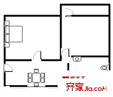 北湖東二里單位房 2室 戶型圖