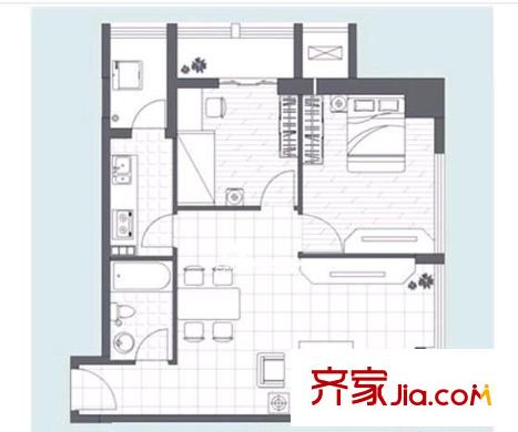 北湖東二里單位房 2室 戶型圖