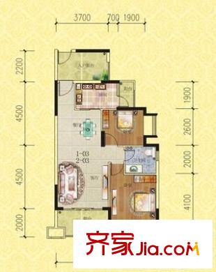 21世紀(jì)萬旺商住樓 2室 戶型圖