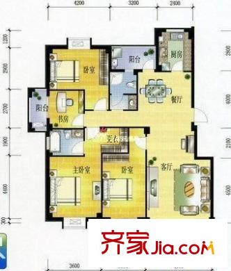 五象彩蝶居 4室 戶型圖