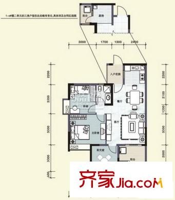 匯東酈城戶型圖三房兩廳92平方米 3室2廳