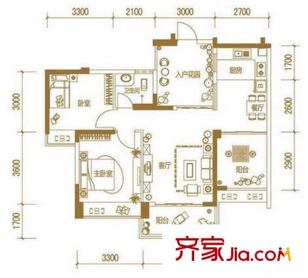 匯東酈城戶型圖戶型05 2室2廳1衛(wèi)1廚
