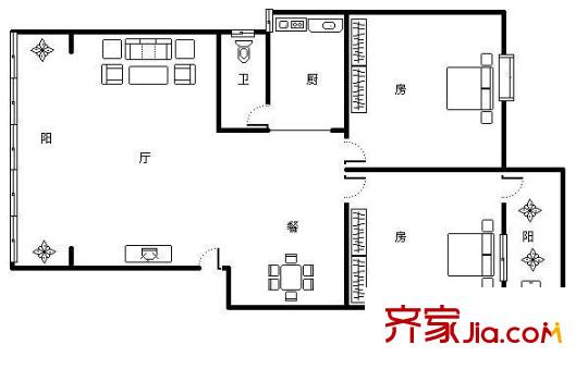 新園居 2室 戶型圖