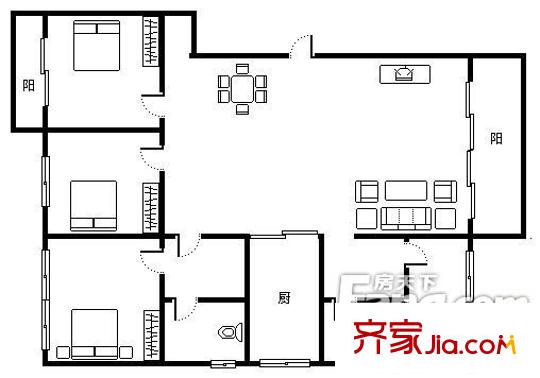 柳沙麗園戶型圖402943312900 4室2廳2衛(wèi)1廚