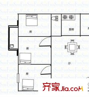 氣象局植物路生活小區(qū)戶型圖600x6002 4室2廳1衛(wèi)1廚