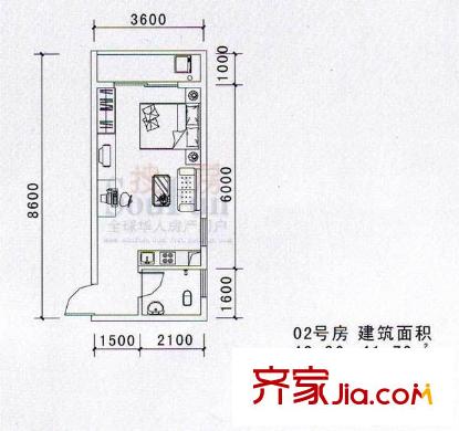 南寧 福田家園 1室 戶型圖