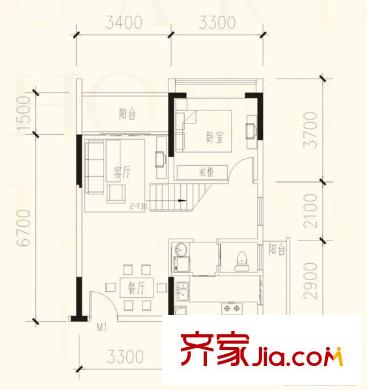 南寧 福田家園 1室 戶型圖
