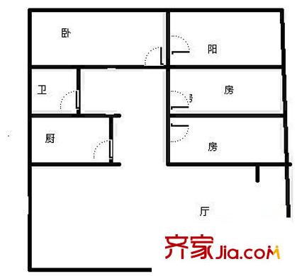 外貿(mào)大院戶型圖外貿(mào)后院 3室 戶型圖 3室2廳1衛(wèi)1廚