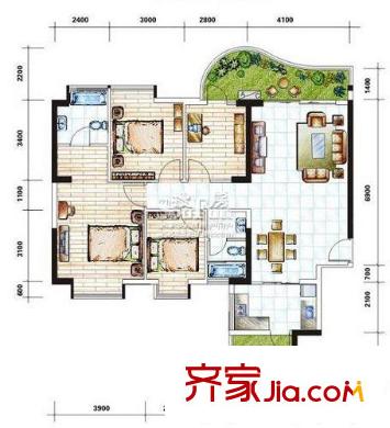 保利21世家戶型圖4房02 4室2廳2衛(wèi)1廚
