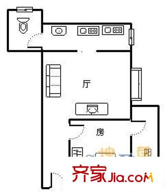 韻景華庭 1室 戶型圖