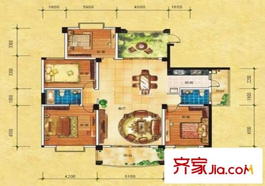 廣西電網(wǎng)公司宿舍 4室 戶型圖