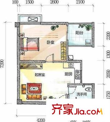 金都新巢時代 1室 戶型圖