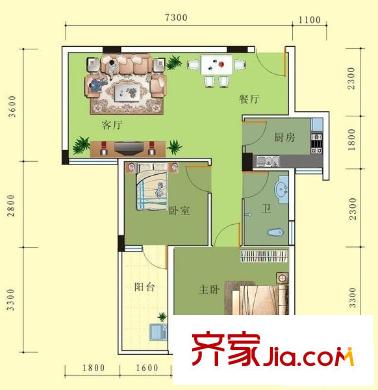 中房碧翠園 2室 戶型圖