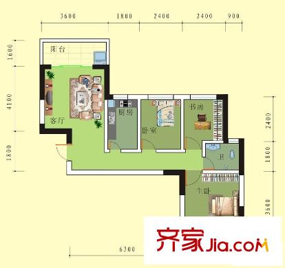 中房碧翠園戶型圖B5戶型(1-18層) 3室2廳1衛(wèi)2廚