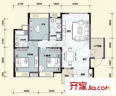 匯東酈城戶型圖三房兩廳 3室2廳