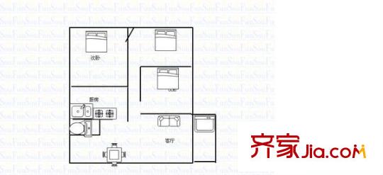 衡陽西路小區(qū) 3室 戶型圖