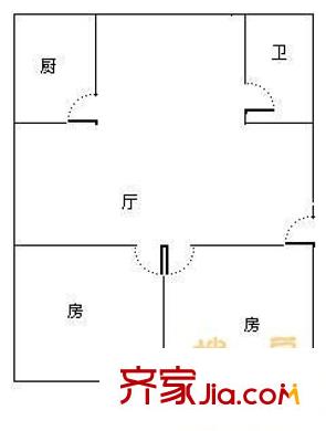 北湖東二里單位房 2室 戶型圖