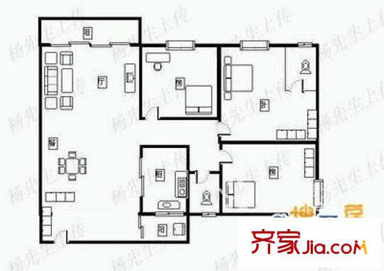 柳沙麗園戶型圖407834063000 3室2廳1衛(wèi)1廚