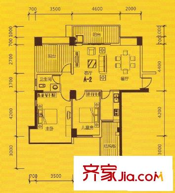 半島旺角戶型圖戶型圖_1 2室1廳1衛(wèi)1廚